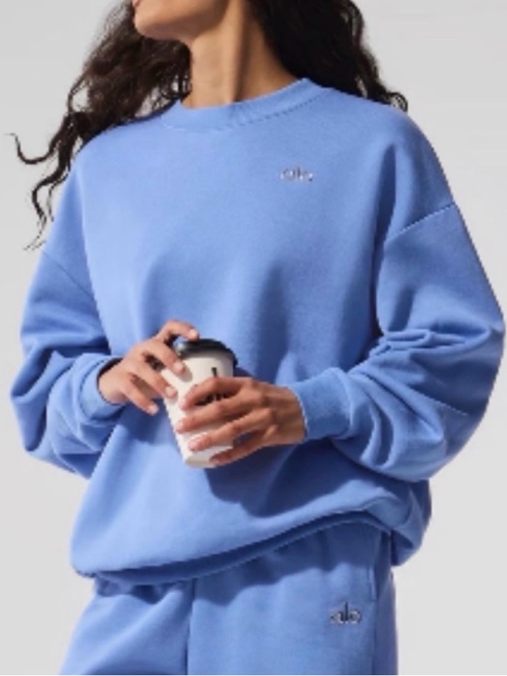 Alo Set Crystal Clear Blue Crewneck and Joggers